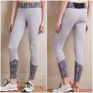 Anthro Pure + Good Grey Jacquard Trimmed Leggings